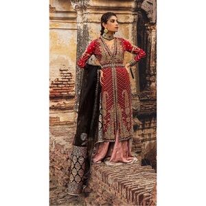 Pakistani Designer Falak PK Red embroidered evening outfit